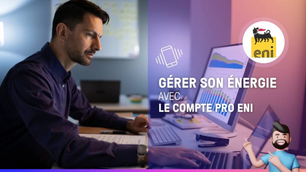 Homme devant son ordinateur pour gérer son énergie avec le compte pro ENI